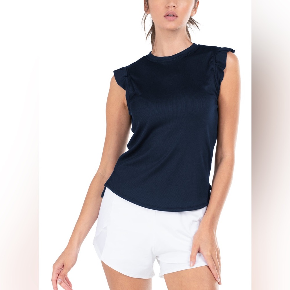 Lucky In Love Bring It On Ribbed Tank, Navy